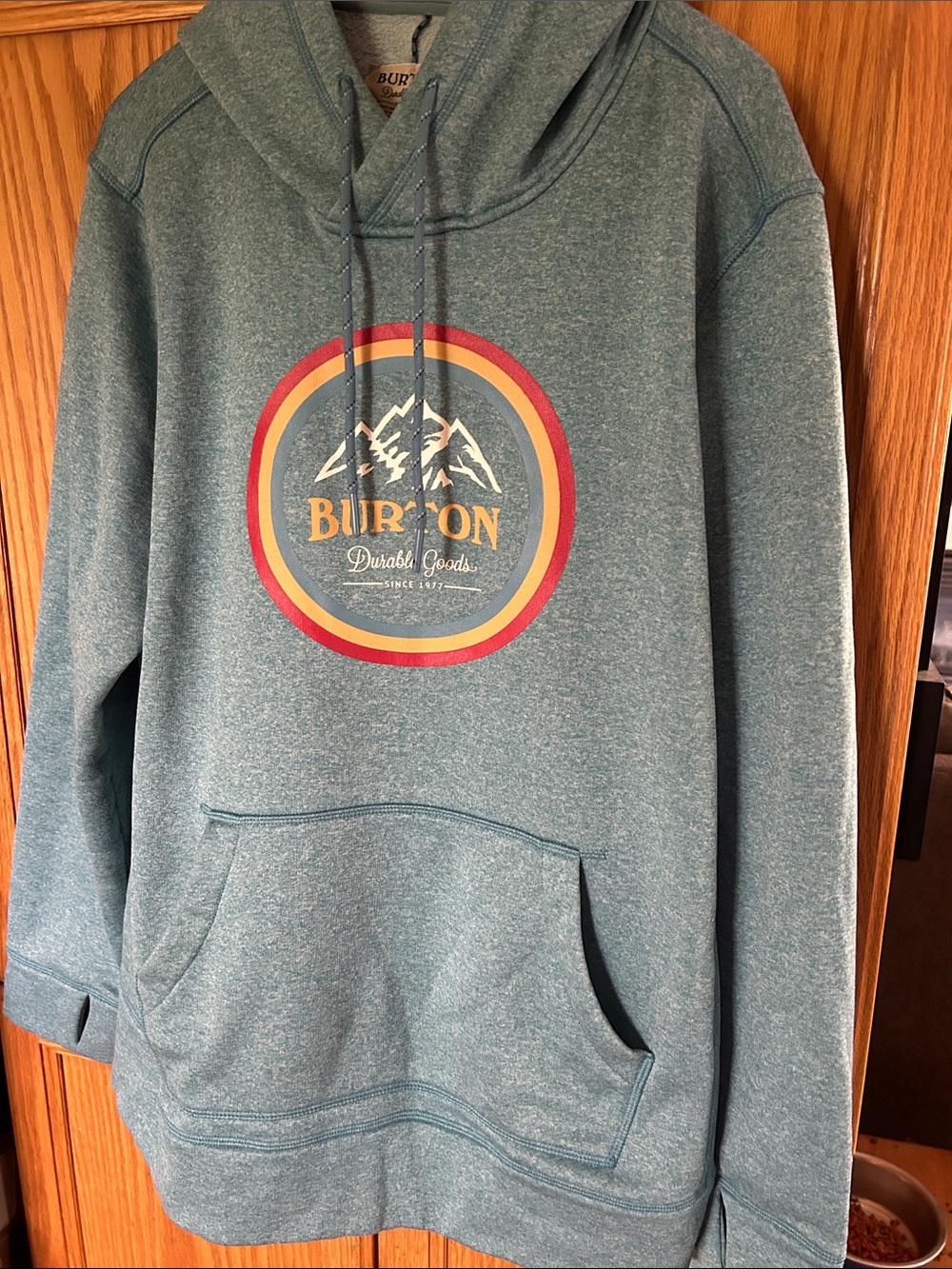 Burton Teal Pullover Hoodie with Retro Mountain Logo